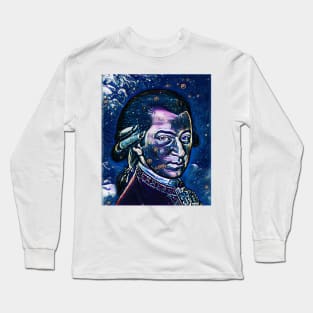 Wolfgang Amadeus Mozart Dark Night Portrait | Wolfgang Amadeus Mozart Artwork 3 Long Sleeve T-Shirt